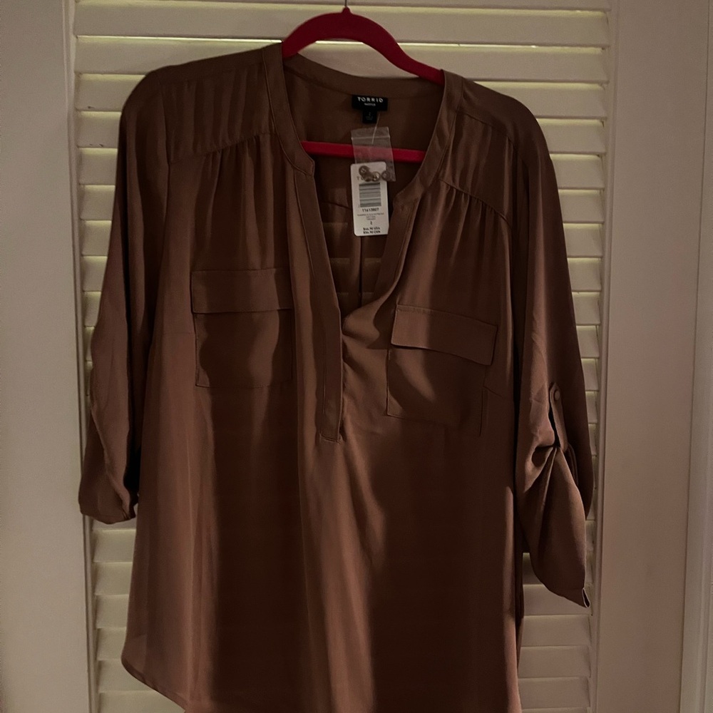 Torrid Mocha Brown V-Neck Blouse